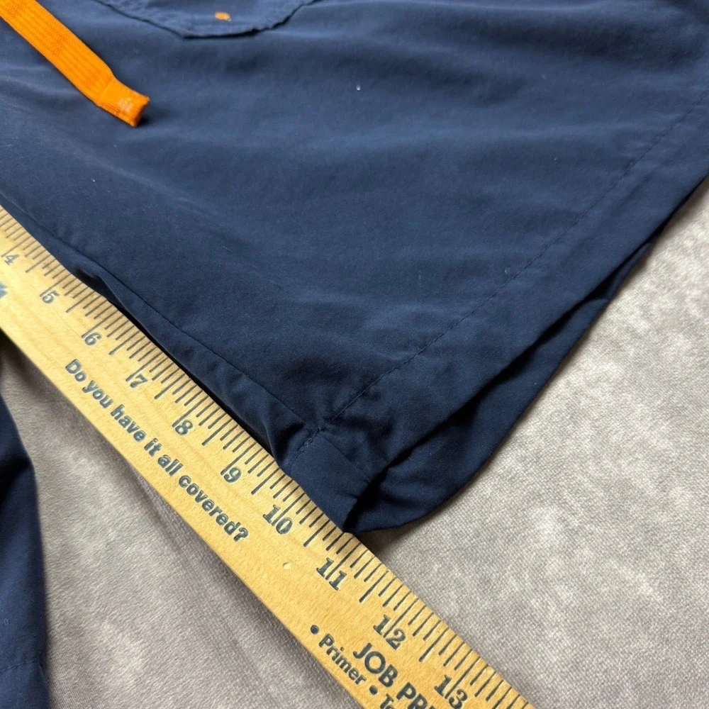 Nike Mens Athletic Shorts XL Navy Blue Orange Colorblock Drawstring Basketball